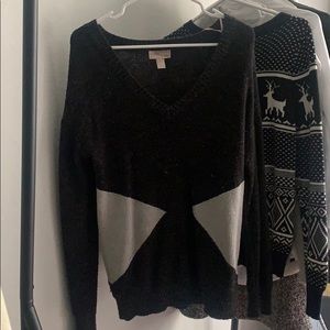 Black and gold v-neck sweater